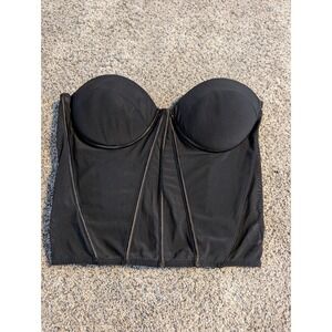 LOVE 83 Black Corset Bustier Top Strapless Boned Zip Up 1X